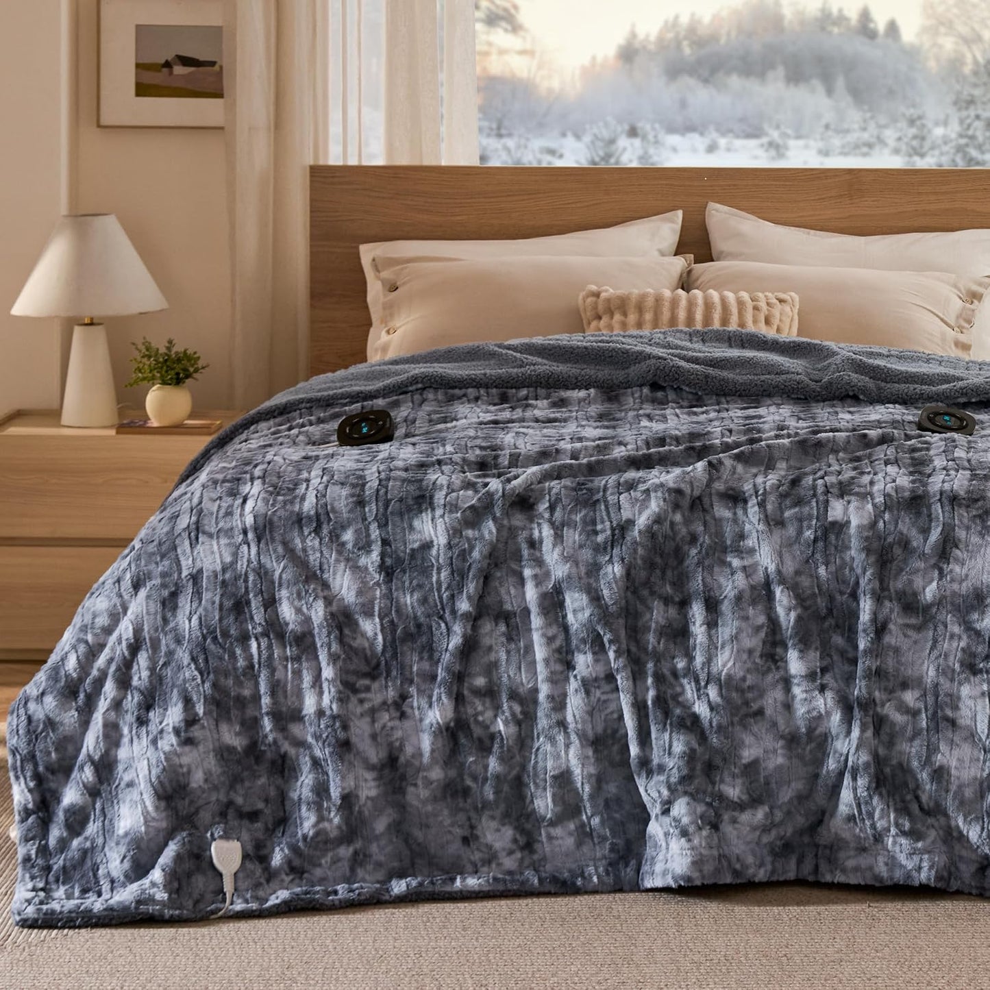 Bedsure Heated Blanket Throw Blanket with Preheat Function - Fast Heating Electric Blanket, Soft Flannel Throw with 6 Time Settings(Up to 10H), 6 Heating Settings, Gifts for Grandma (50"x60", Grey)