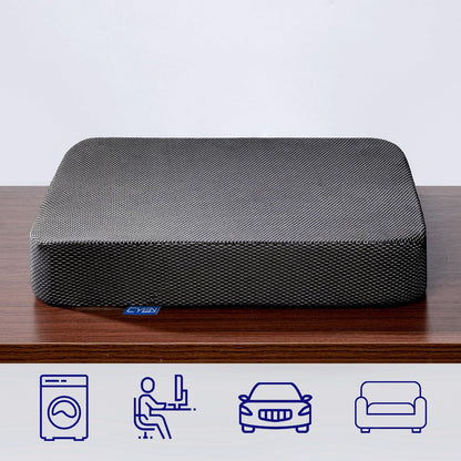 Ifoam Gel Infused Memory Foam Layer Wheelchair Cushion - Seat Cushion for Wheelchair-OfficeChair, Kitchen Chair-Pressure Sore and Tailbone Pain Relief-High Dense Polyfoam Base (Black,18x16x3 inch)