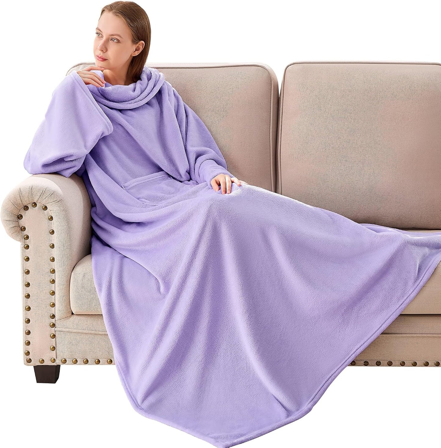 IFNOW Fleece Wearable Blanket with Sleeves, Oversized Snuggle Robe