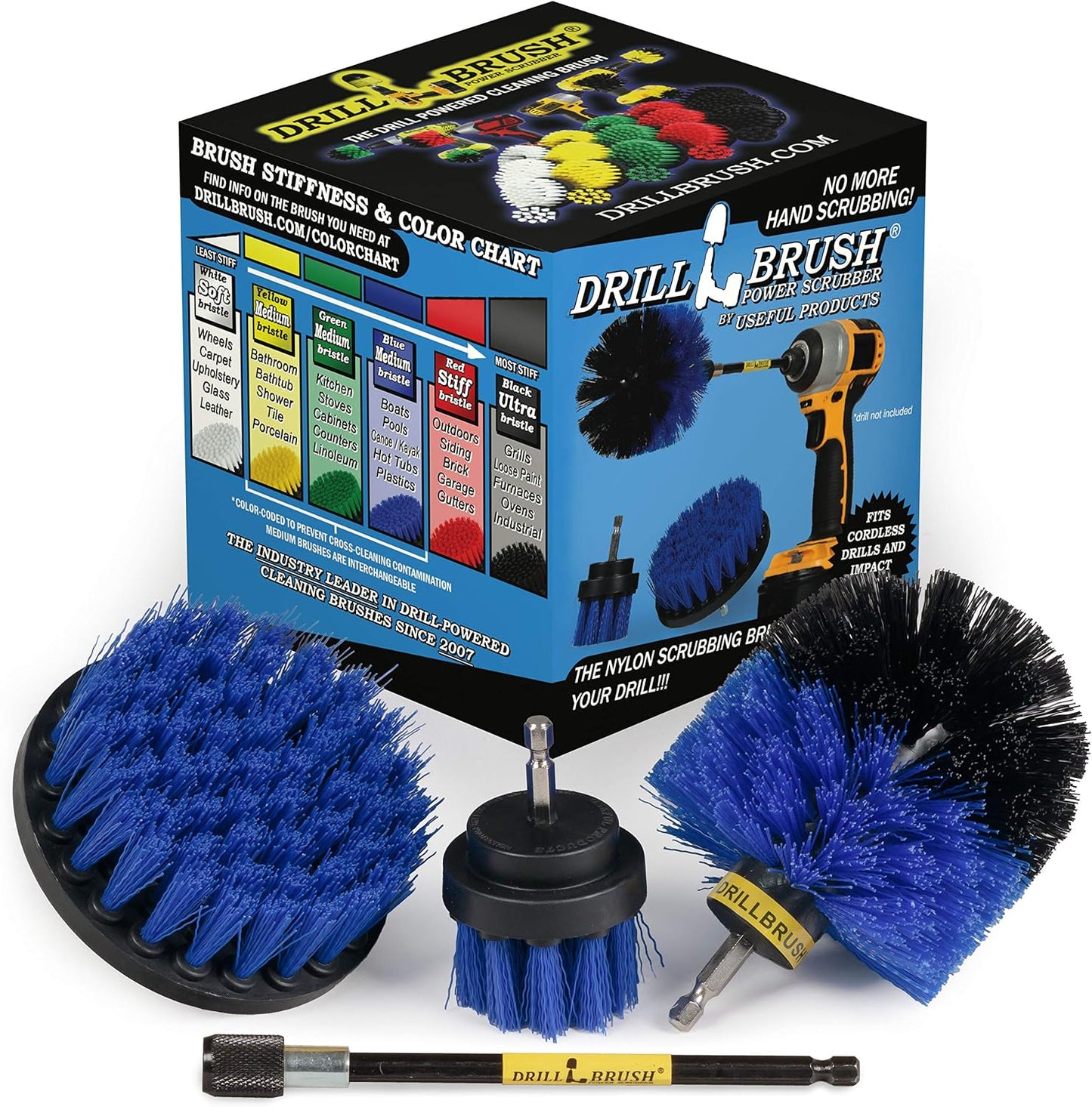 Drillbrush Shower Scrubber Drill Attachment - Car Detailing Tools - | Dishwasher Safe Drill Brush Scrubber For Cleaning Tubs, Sinks, Tile, Grout, Flooring, Carpet, Leather, Seats, Boats,
