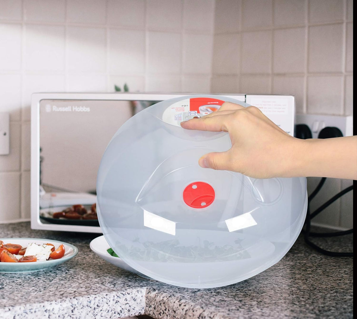 Large Microwave Cover for Food Easy Grip Microwave Splatter Cover Guard Lid with Steam Vent and BPA Free & 11.5 Inch, Dishwasher Safe