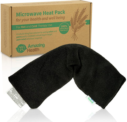 Microwavable Heating Pad for Neck, Back & Shoulders - Heating Bean Bag Microwavable Pillow - Cleaned Wheat & Lavender Aromatherapy Heating Pad Wrap - Amazing Health, Purple