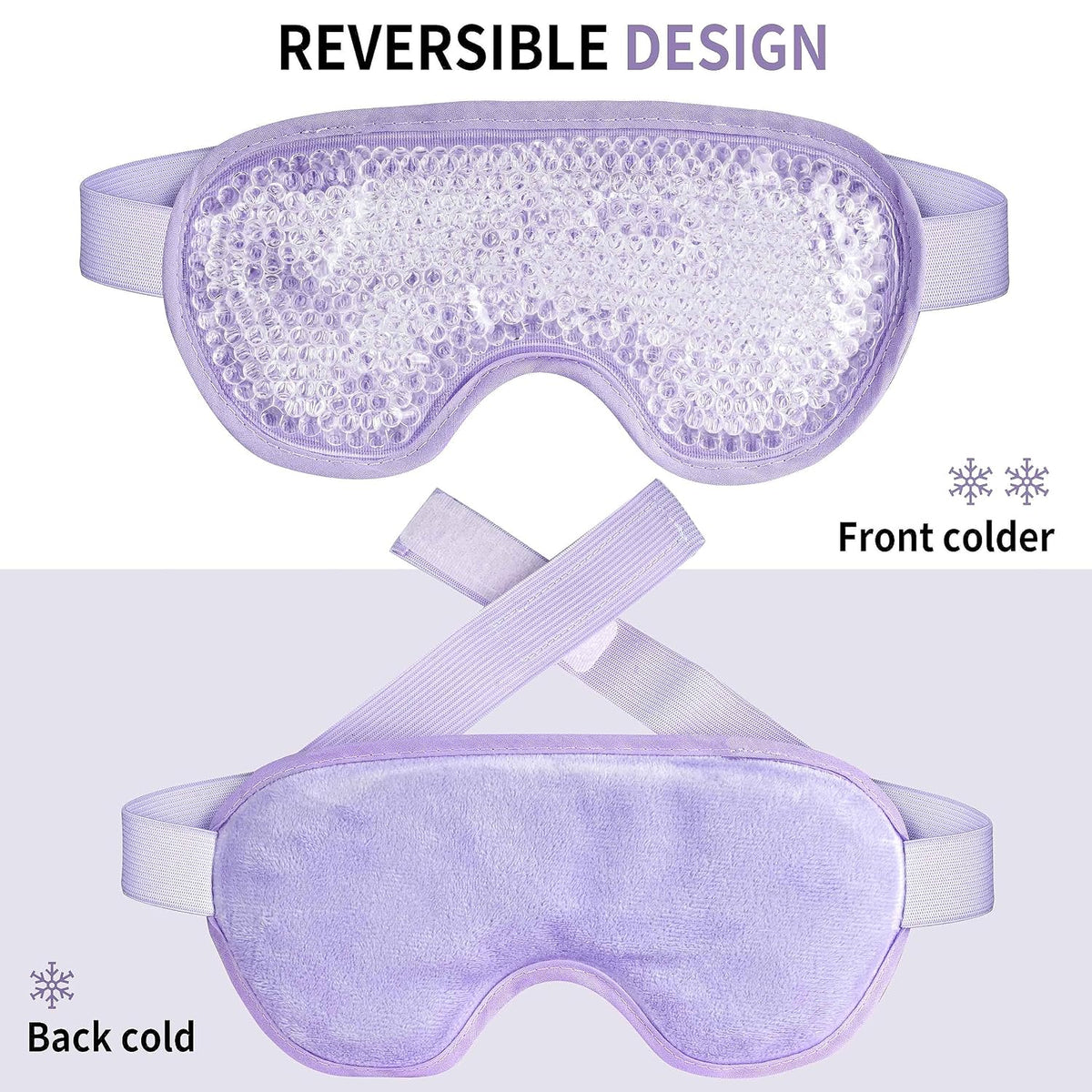 Cooling Eye Mask with Gel Beads, Reusable Cold Eye Mask for Puffy Eyes, Dark Circles, Sleep, Relaxation, Soft Cooling Eye Pads for Men Women（Purple）