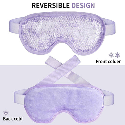 Cooling Eye Mask with Gel Beads, Reusable Cold Eye Mask for Puffy Eyes, Dark Circles, Sleep, Relaxation, Soft Cooling Eye Pads for Men Women（Purple）