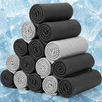 BBTO Cooling Towel Microfiber Ice Cool Cold Sport Face and Neck Soft Breathable Chilly Sweat Towel for Yoga Gym Workout Hot Weather Camping Running, 32 x 12 Inches