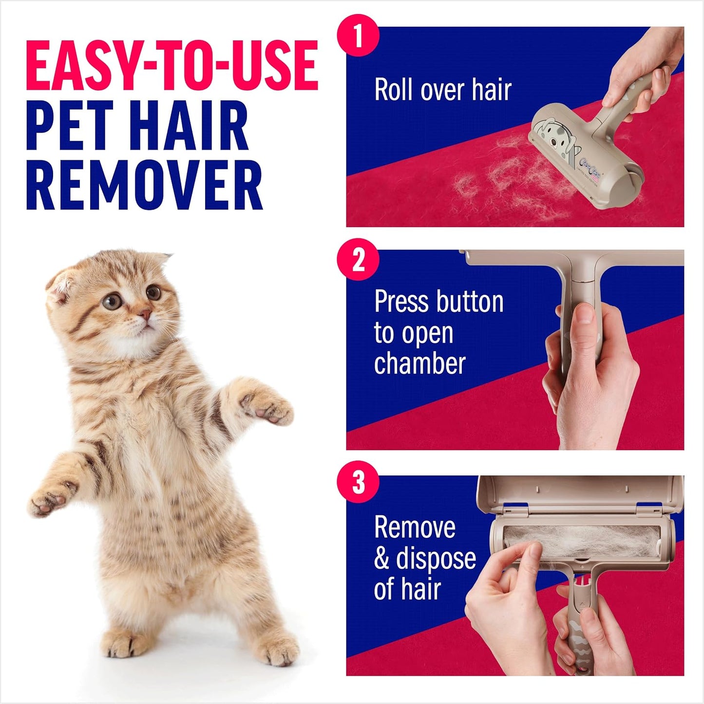 ChomChom Roller Pet Hair Remover – Reusable Lint Roller Pet Hair Removal Tool for Clothes, Couches, Cars and Travel - Cat Dog Hair Remover, Compact, No Sticky Refills Needed (Mini Roller)