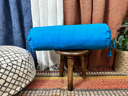 Saffron HANDICRAFTS Cotton 240TC - Bolster Cover Full Round Removable Cover for Neck Roll, Leg Rest,Yoga Practice, Meditation, Bed Sofa Couch (Teal Blue, 8"x24"(20 cm x 60 cm))