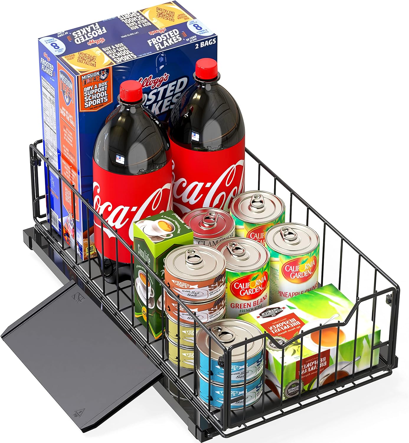 Simple Houseware Pull-Out Cabinet Sliding Basket, 17.2Dx9.7Wx5H, Chrome | Ideal for Kitchen and Bathroom Cabinet Storage Organizer, Under Sink or Pantry Organization