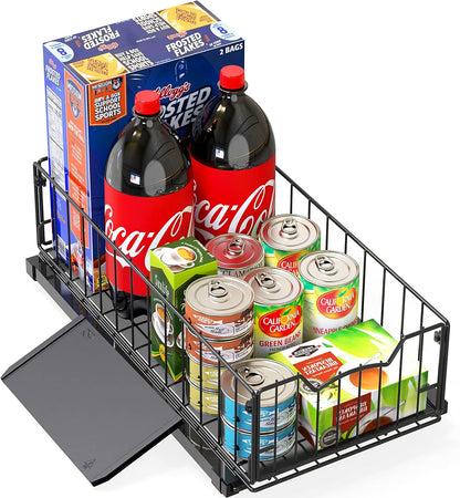 Simple Houseware Pull-Out Cabinet Sliding Basket, 17.2Dx9.7Wx5H, Chrome | Ideal for Kitchen and Bathroom Cabinet Storage Organizer, Under Sink or Pantry Organization