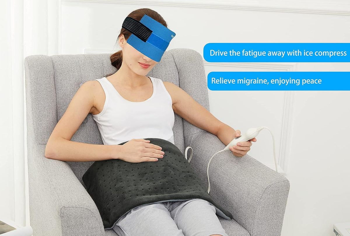 Koo-Care Flexible Gel Ice Pack & Wrap with Elastic Strap for Hot Cold Therapy - Great for Migraine Relief, Sprains, Muscle Pain, Bruises, Injuries (Head, Neck, Arm, Elbow, Knee, Ankle)