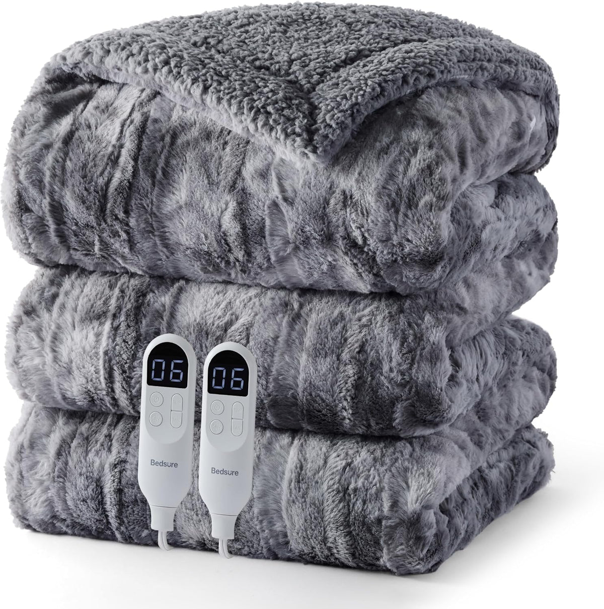 Bedsure Heated Blanket Throw, Soft Electric Blanket with Preheat, Cream