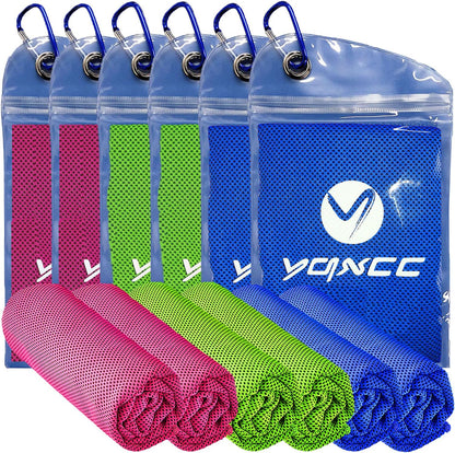 YQXCC 4 Pack Cooling Towels 40"x12", Cold Cool for Neck & Face | Cooling Neck Wraps, Soft Breathable Microfiber Chilly Towels, Ideal for Gym, Yoga, Golf, Running, Camping & Hot Weather