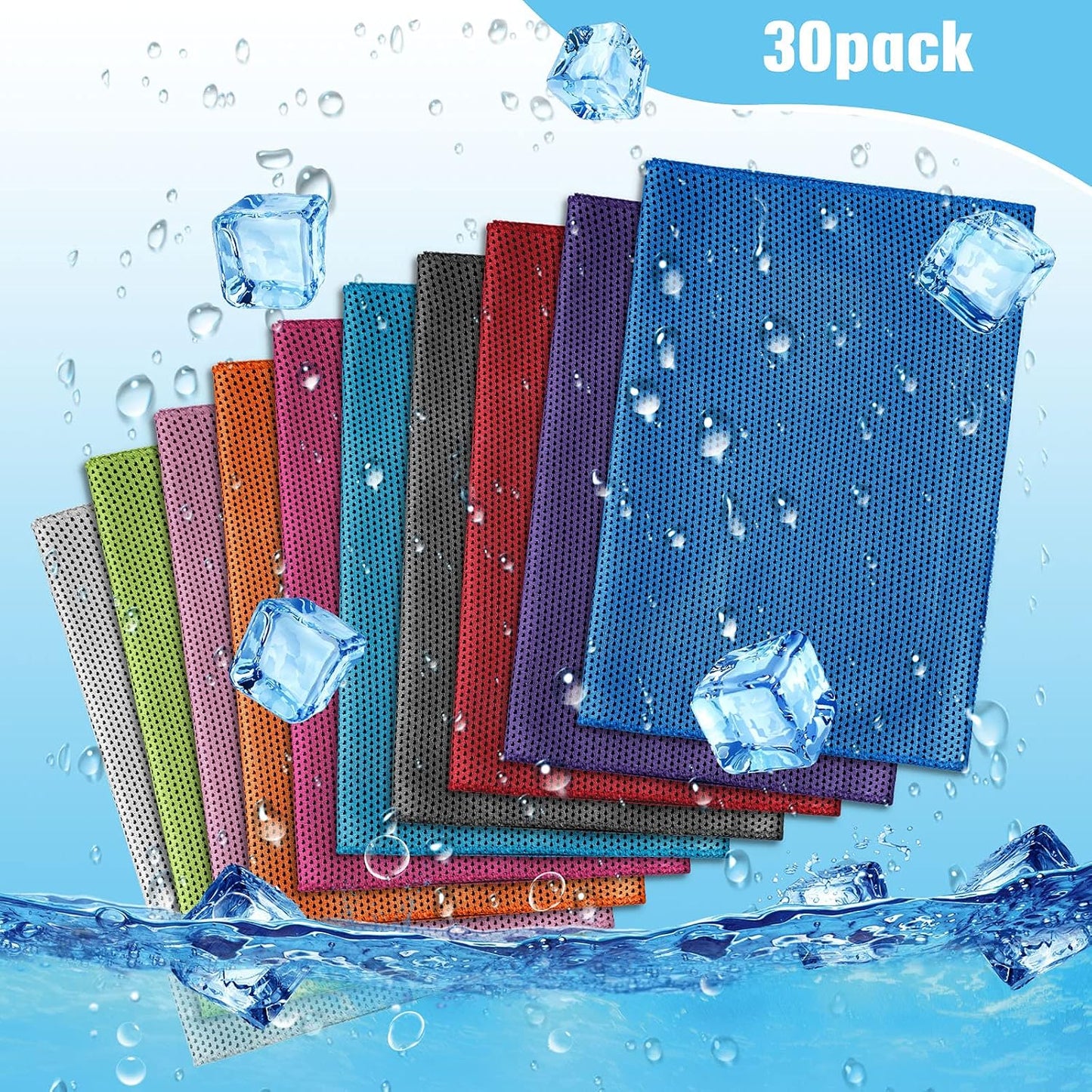 BBTO Cooling Towel Microfiber Ice Cool Cold Sport Face and Neck Soft Breathable Chilly Sweat Towel for Yoga Gym Workout Hot Weather Camping Running, 32 x 12 Inches