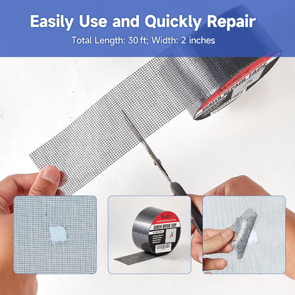 Window Screen Repair Tape, 2 in X 15 FT (180IN) Screen Repair Kit for Windows or Doors, Strong Adhesive Screen Patch Repair Kit Mesh Repair (Black, 15 FT)