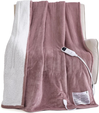 Bedsure Heated Blanket Throw, Soft Electric Blanket with Preheat, Cream