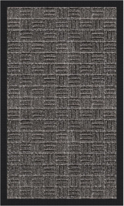 Ottomanson Heavy Duty Rubber Floor Mat – Non-Slip, Waterproof, Easy to Clean – Boot Tray Utility Mat for Shoes, Boots, Entryway, or Pet Feeding Area – Durable, Hose Washable – 16" x 32", Black