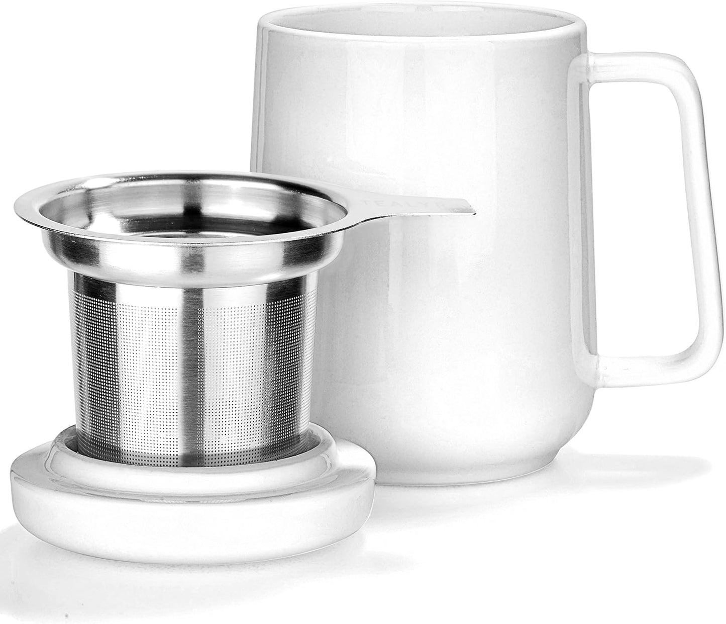 Tealyra - Peak Ceramic Red Tea Cup Infuser - 19-ounce - Large Tea High-Fired Ceramic Mug with Lid and Stainless Steel Infuser - Tea-For-One Perfect Set for Office and Home Uses - 580 milliliter