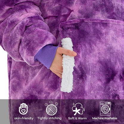 yescool Wearable Blanket Hoodie, Flannel Sherpa Fleece Blanket Sweatshirt for Adults Women Men,One Size Fits All - Colors B