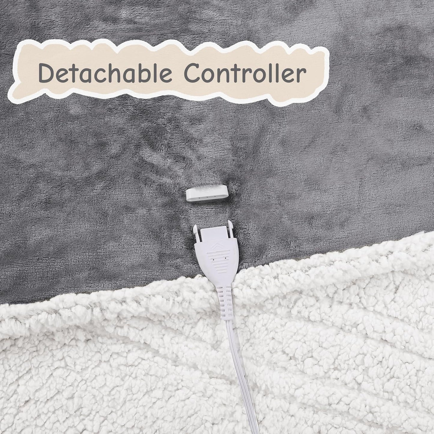 Soypipo Electric Heated Throw Blanket 50"x60", Faux Fur Plush with 4 Heat Settings & 2/4/8/10H Auto Shut-Off, Overheat Protection, Machine Washable, for Office & Chair, Dark Grey