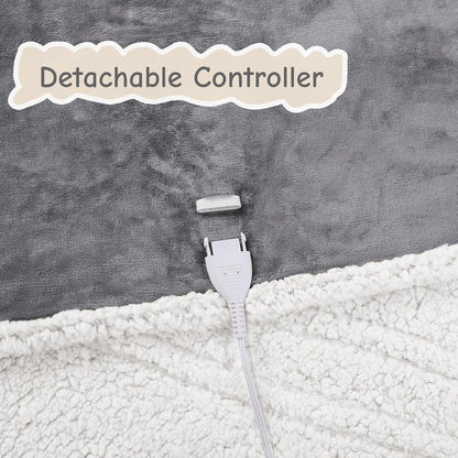 Soypipo Electric Heated Throw Blanket 50"x60", Faux Fur Plush with 4 Heat Settings & 2/4/8/10H Auto Shut-Off, Overheat Protection, Machine Washable, for Office & Chair, Dark Grey