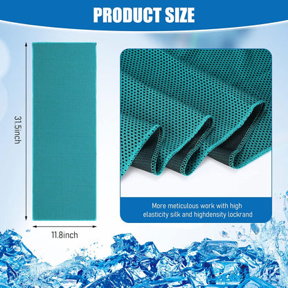 BBTO Cooling Towel Microfiber Ice Cool Cold Sport Face and Neck Soft Breathable Chilly Sweat Towel for Yoga Gym Workout Hot Weather Camping Running, 32 x 12 Inches