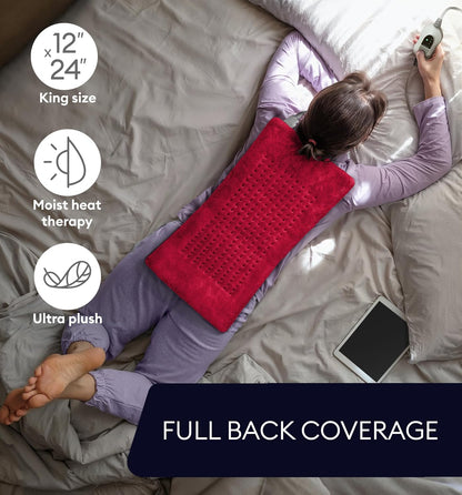 GENIANI Back Pain & Relaxation Gifts for Women – Electric Heating Pad for Back, Neck & Shoulders, Soft Microplush Electric Throw Heating Pad for Period Comfort, Fast Heating, Auto Shut Off, 12"x24"