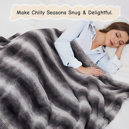 Soypipo Electric Heated Throw Blanket 50"x60", Faux Fur Plush with 4 Heat Settings & 2/4/8/10H Auto Shut-Off, Overheat Protection, Machine Washable, for Office & Chair, Dark Grey