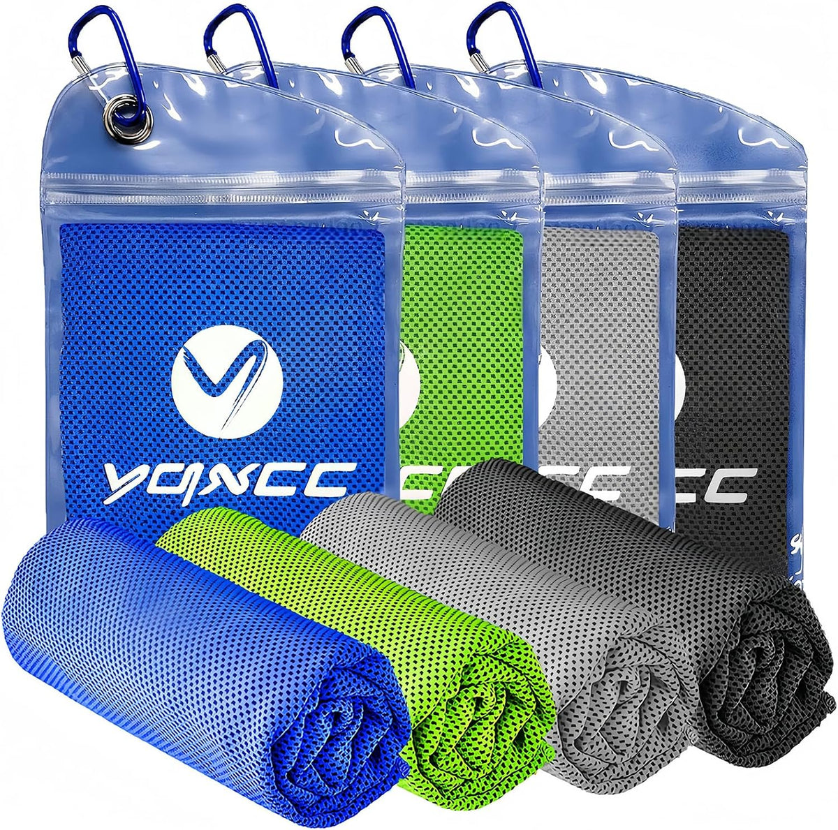 YQXCC 4 Pack Cooling Towels (40"x12"), Ice Cool for Neck & Face