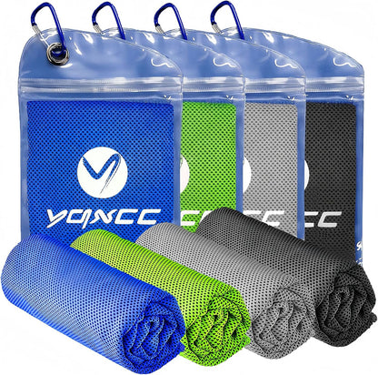 YQXCC 4 Pack Cooling Towels (40"x12"), Ice Cool for Neck & Face