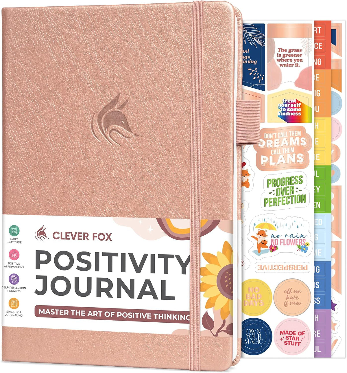 Clever Fox Positivity Journal for Women, 5-minute Gratitude, Seashell