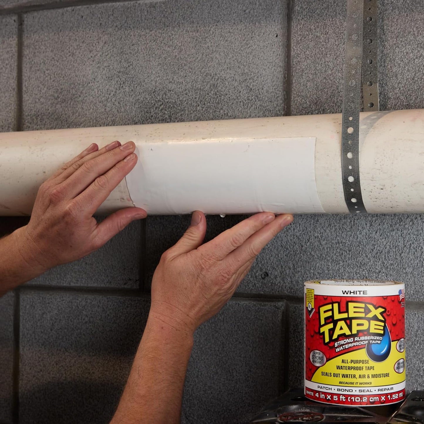 Flex Tape, Original Thick Flexible Rubberized Waterproof Tape - Seal and Patch Leaks, Works Underwater, Indoor Outdoor - Home RV Roof Plumbing and Pool Repairs, Clear, 4 in x 5 ft, Pack of 1