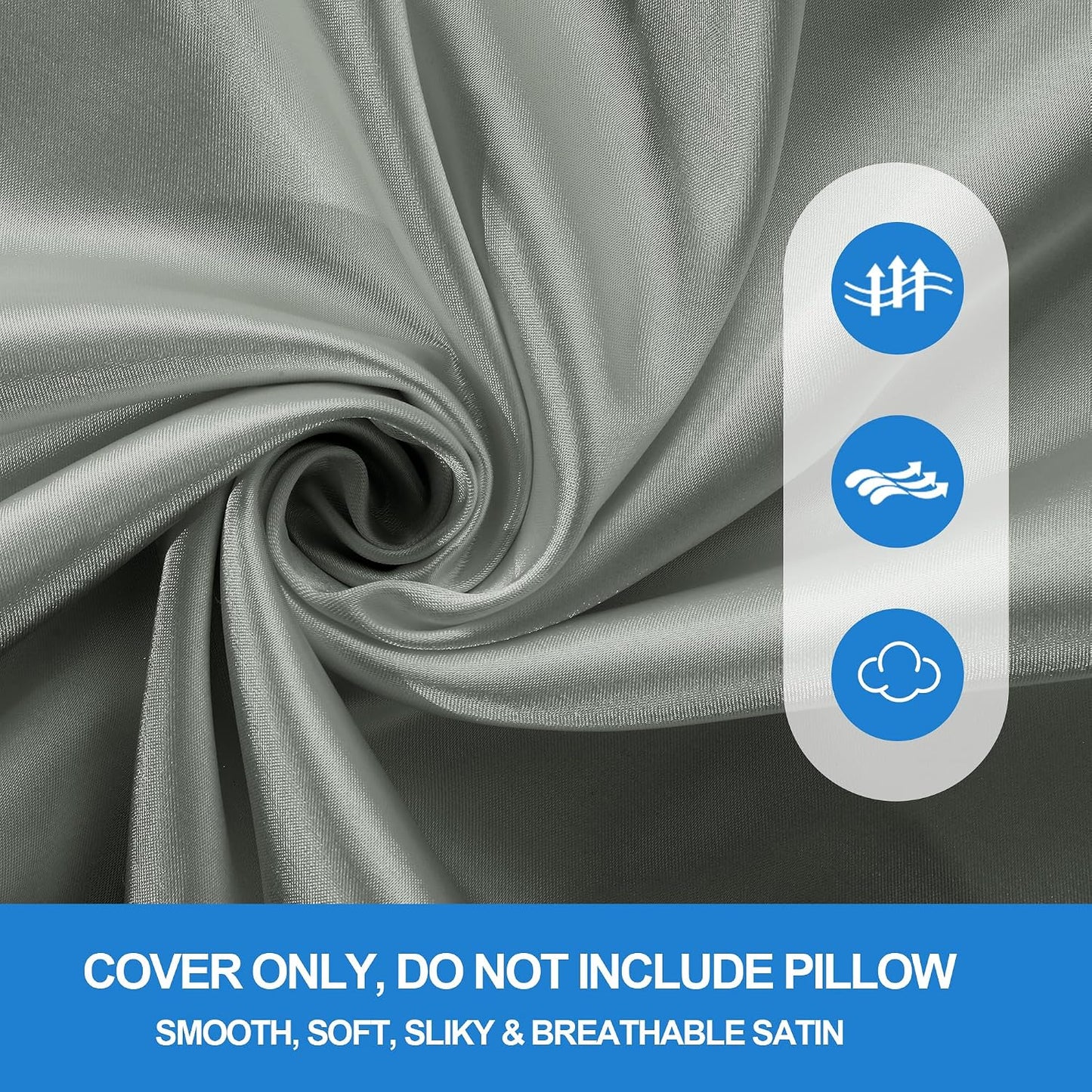 HOMBYS Satin Wedge Pillow Cover Leg Elevation Pillowcase -Silky & Smooth Bed Wedge Replacement Case with Zipper, Removable & Machine Washable(Cover Only), Black