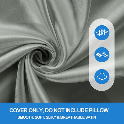 HOMBYS Satin Wedge Pillow Cover Leg Elevation Pillowcase -Silky & Smooth Bed Wedge Replacement Case with Zipper, Removable & Machine Washable(Cover Only), Black