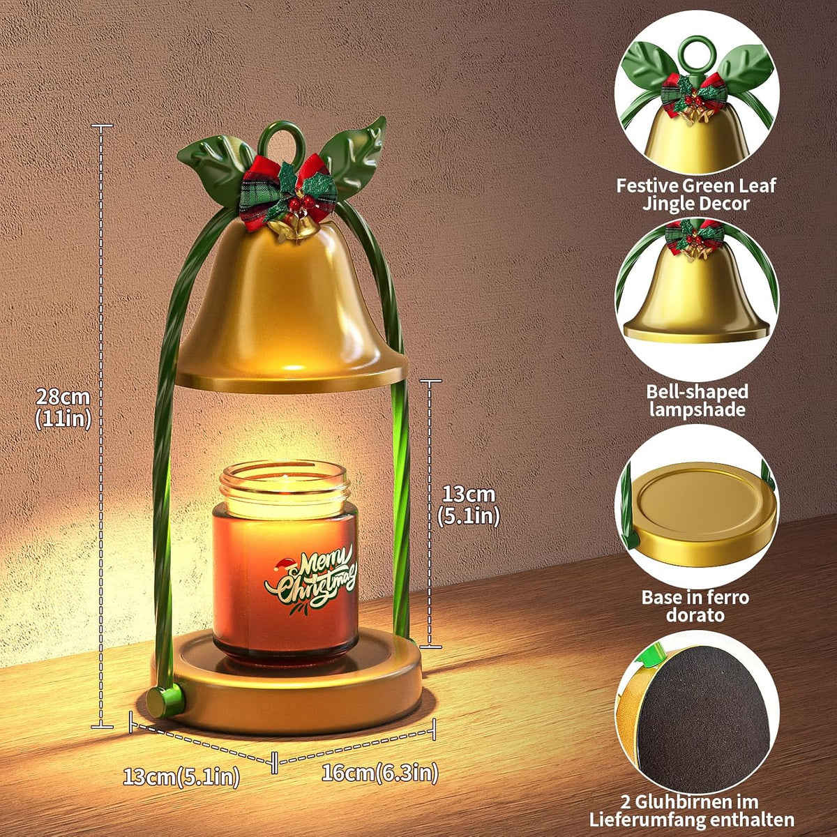 Candle Warmer Lamp, Timer & 4-Level Dimmer, Adjustable Height
