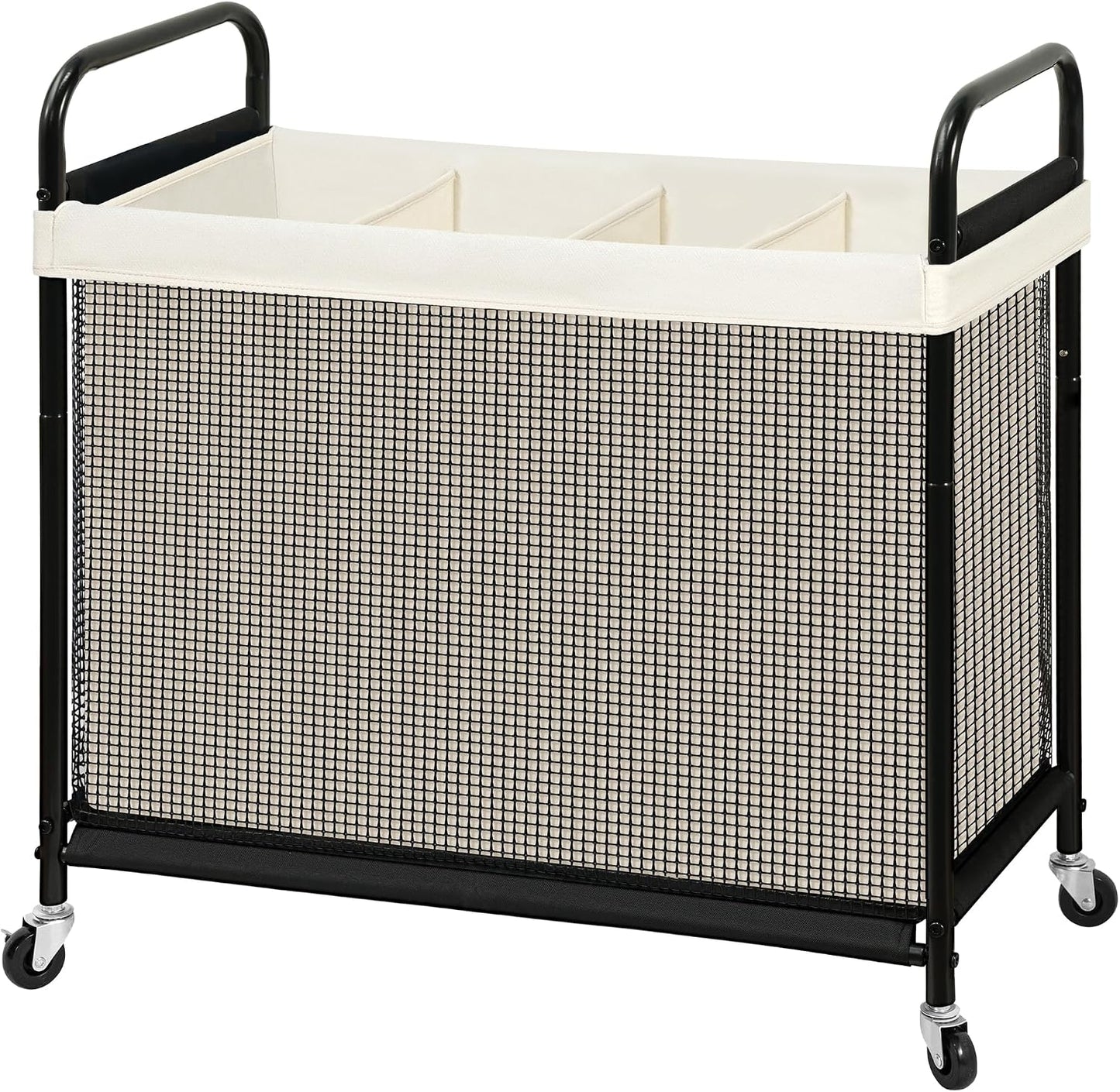 STO STO Laundry Hamper 2 Section, 100L Rolling Laundry Sorter Cart with Removable and Washable Liner Bag, Clothes Hamper with Wheels and Metal Handle for Laundry Room and Bedroom