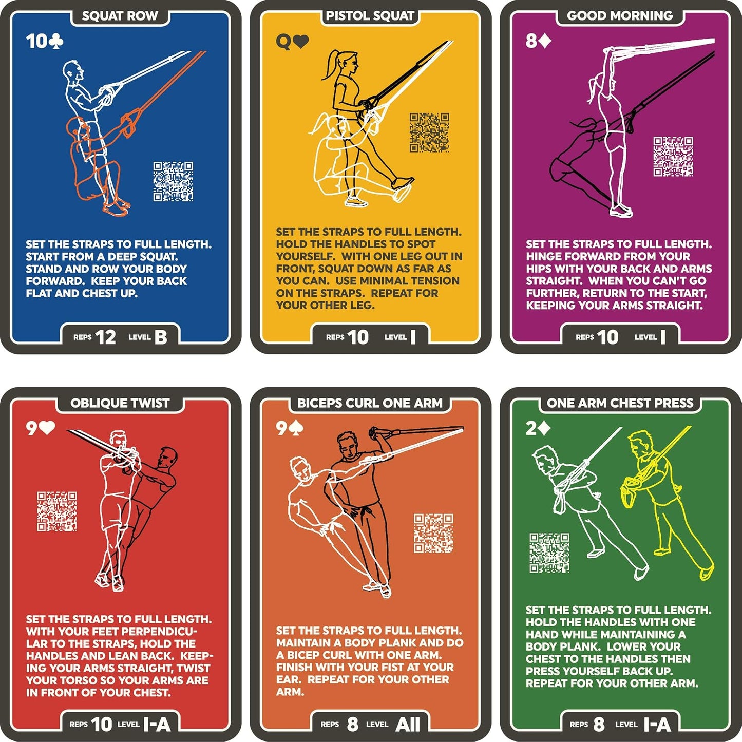 Stack 52 Suspension Exercise Cards Mega Pack | Suspended Bodyweight Resistance Workout Game. Video Instructions Included. Fun Home Fitness Program.