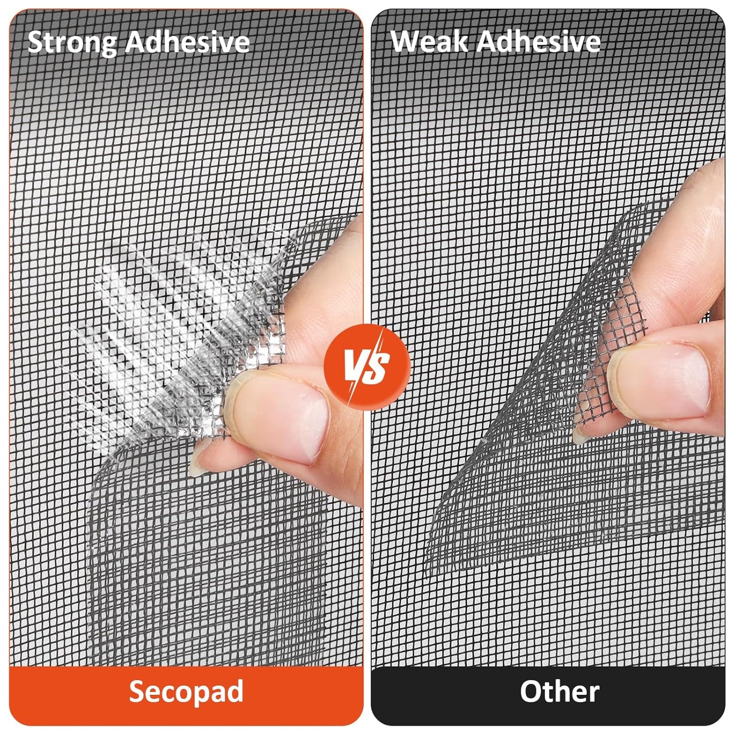 Secopad 2" x 180" (15FT) Screen Repair Tape, Fold Screen Repair Kit, Grey | Window Screen Patch, Quick Repair, Strong Adhesive, Easy to Use, For Mesh Window & Door, Cuttable Fiberglass, No Tools Needed