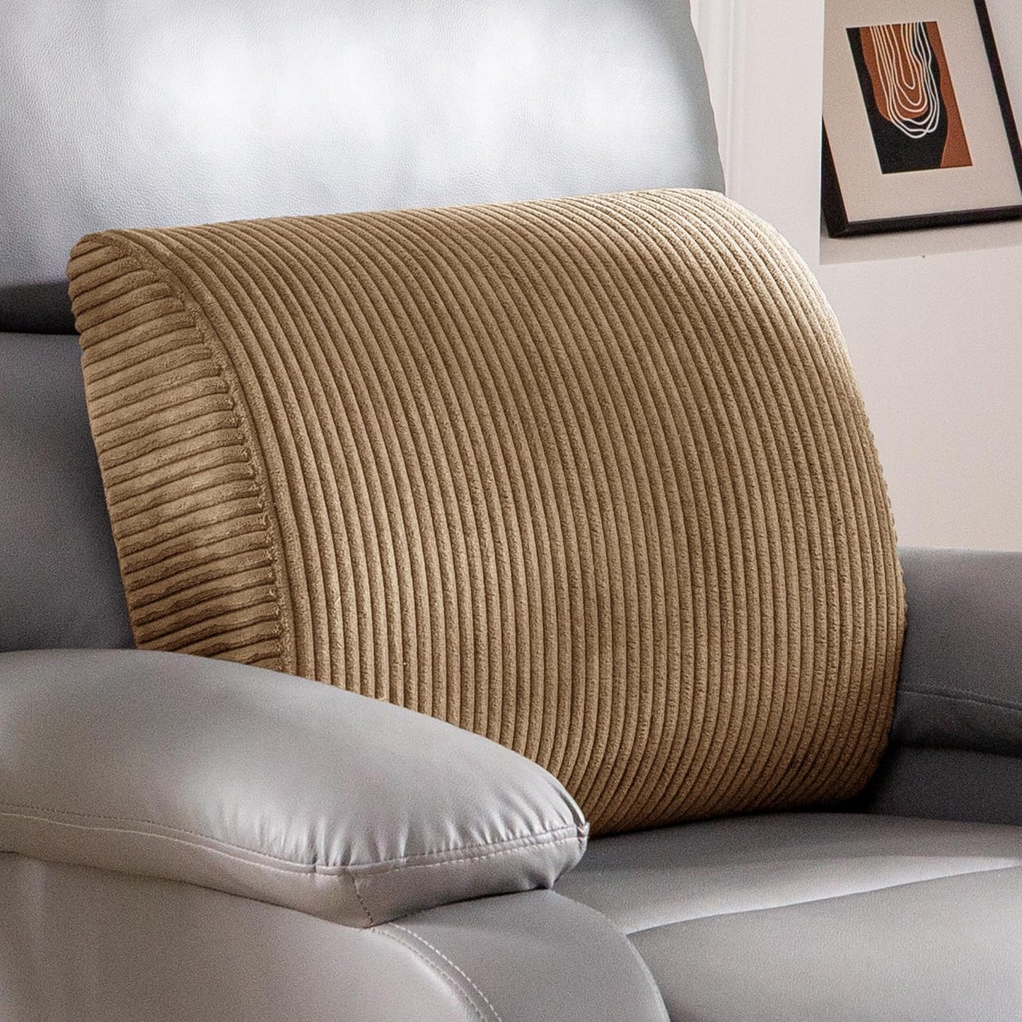 HIGOGOGO Lumbar Support Pillow for Recliner Chair/Accent Chair/Couch, Memory Foam Back Support Cushion for Elderly, Recliner Cushions for Back Rest, Pain Relief, Reading, Washable Cover, Brown
