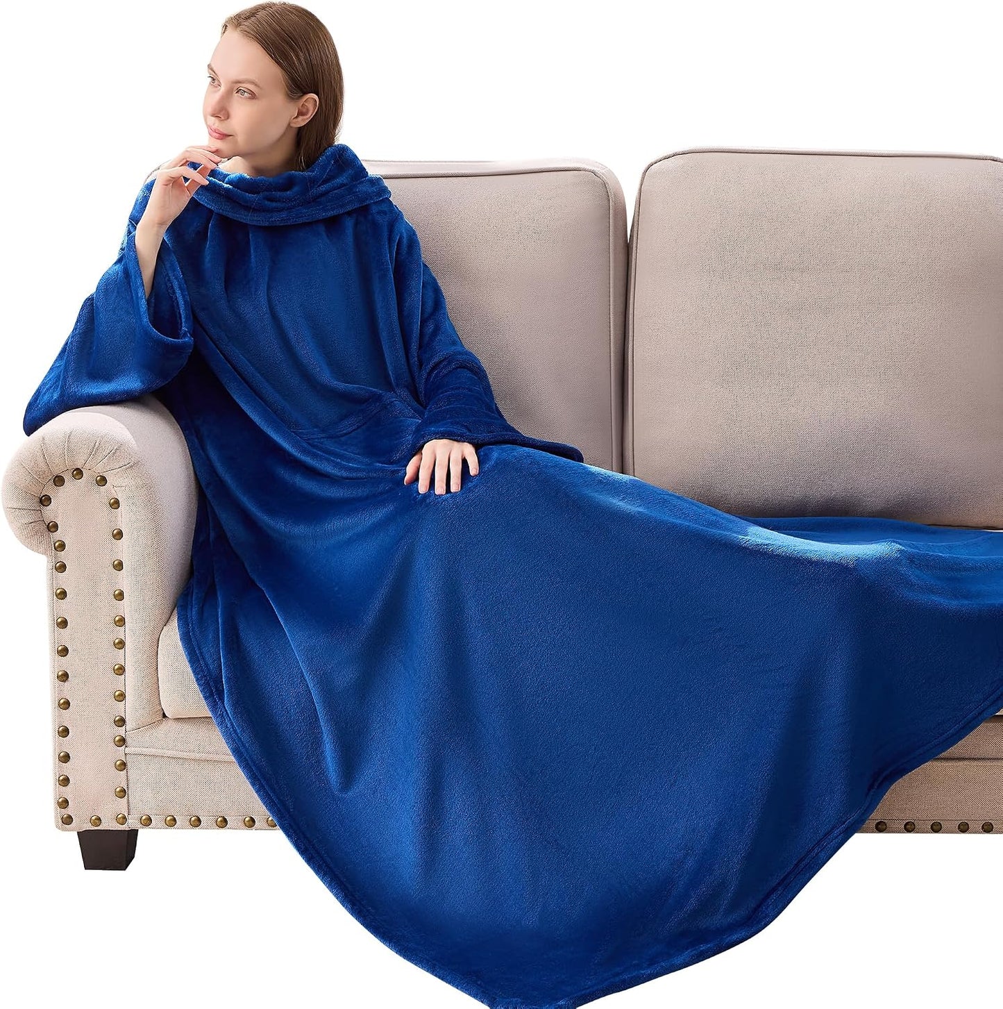 IFNOW Fleece Wearable Blanket with Sleeves, Oversized Snuggle Robe