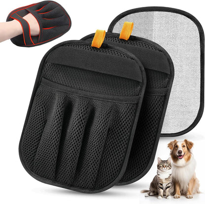 Pet Hair Removal Glove Cat & Dog, Electrostatic Reusable Hair Remover Tool | Upgraded washable 5-Finger pet hair remover works for laundry, couch, carpet & car seat, removes dog and cat fur easily