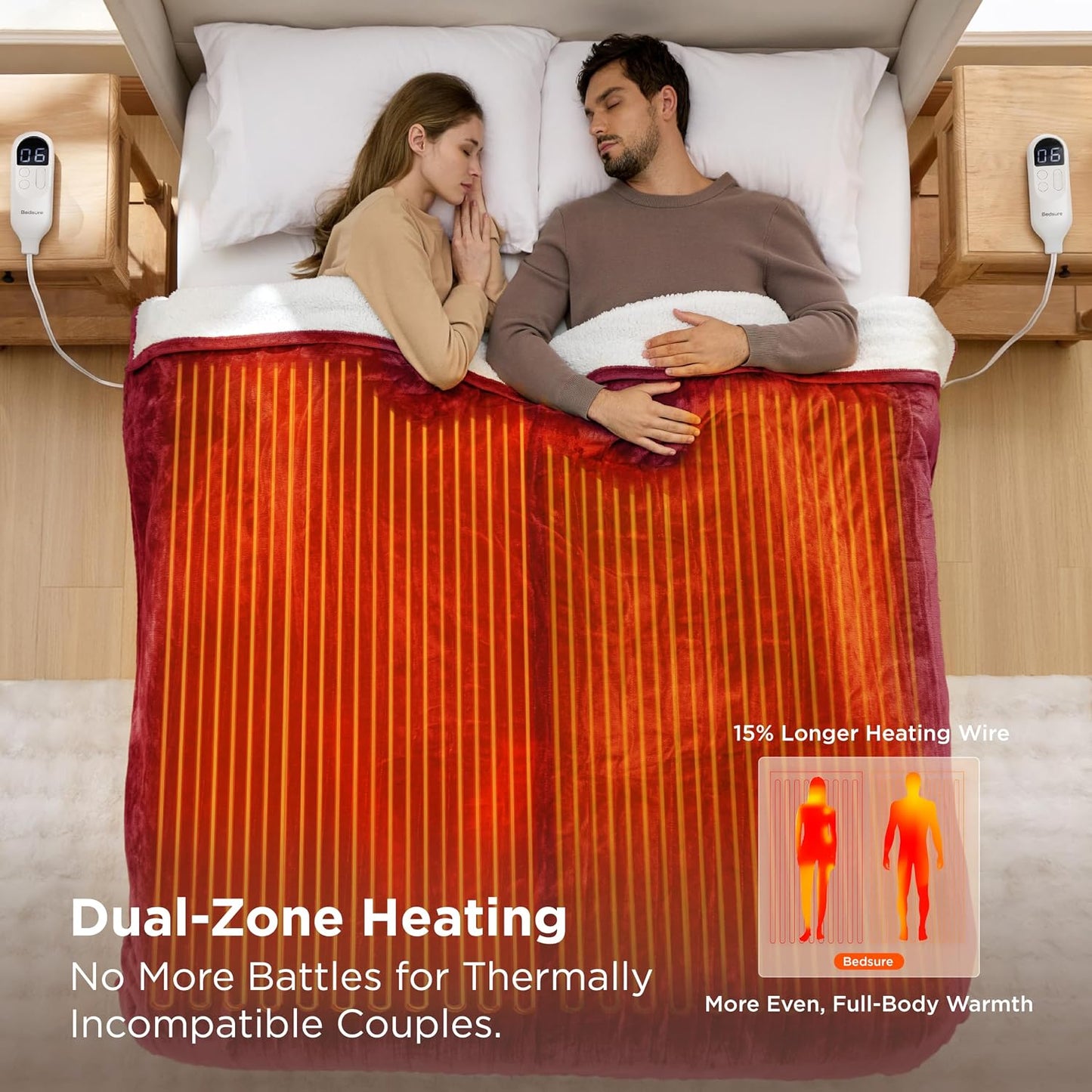 Bedsure Heated Blanket Throw Blanket with Preheat Function - Fast Heating Electric Blanket, Soft Flannel Throw with 6 Time Settings(Up to 10H), 6 Heating Settings, Gifts for Grandma (50"x60", Grey)