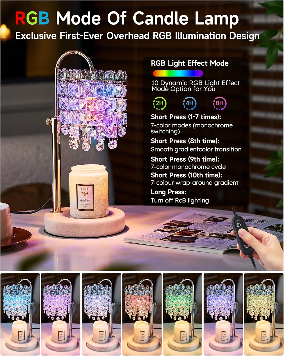 Candle Warmer Lamp with Timer Dimmer Adjustable Height Candle Warmer with Marble Base for Jar Candles,Candle Lamp with 3 Bulbs for New Home Decor, Women Mom Christmas Birthday Gifts, French Gold