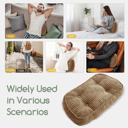 HIGOGOGO Lumbar Support Pillow for Recliner Chair/Accent Chair/Couch/Office Chair, Tufted Corduroy Back Support Cushion for Elderly, Recliner Cushions for Back Rest, Pain Relief, Reading, Dark Grey