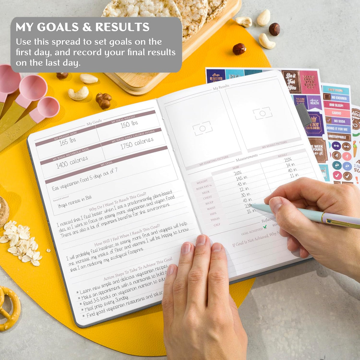 Legend Food Journal, Weight Loss & Meal Tracking Diary 5.8x8.3 Hot Pink