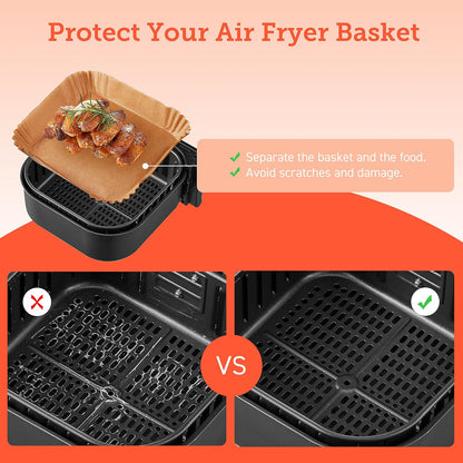 Cosori Air Fryer Liners, 100 PCS, 6.5", Square, Fits 3-5Qt Air Fryers