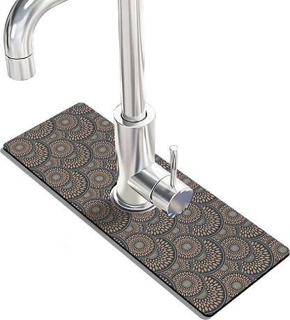 Kitchen Sink Splash Guard Faucet Mat Super Absorbent Fast Drying Mat Sink Gadgets Splash Guard Behind Faucet Drip Catcher for Kitchen (Pink Red Roses Floral, 23.5x5.5in)