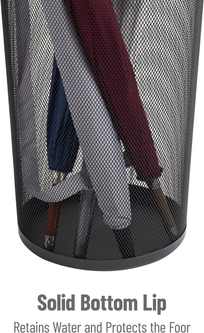 Mind Reader Umbrella Stand, Multi-Purpose Mesh Storage Stand, Organizer for Office and Entryway, Metal Mesh, Black