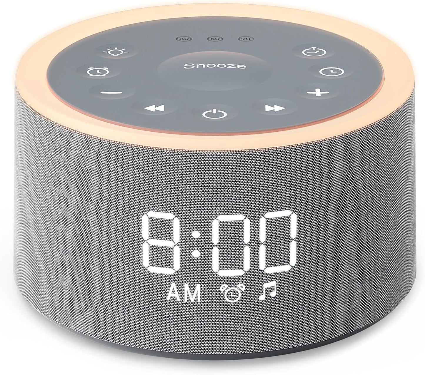 Dreamegg D1+ Sound Machine Alarm Clock, 29 Soothing Sounds with Night Light | Sound Machine for Sleep, White Noise Machine, 0-100% Dimmable, White Noise Alarm Clock for Bedrooms Adults Baby, Grey