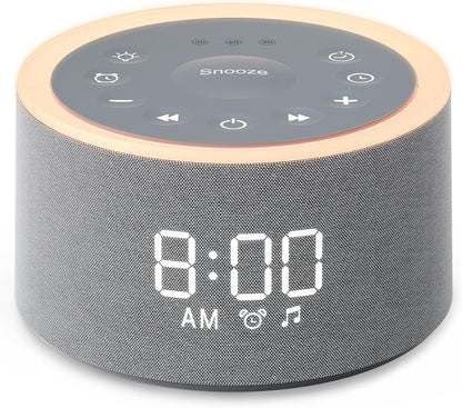 Dreamegg D1+ Sound Machine Alarm Clock, 29 Soothing Sounds with Night Light | Sound Machine for Sleep, White Noise Machine, 0-100% Dimmable, White Noise Alarm Clock for Bedrooms Adults Baby, Grey