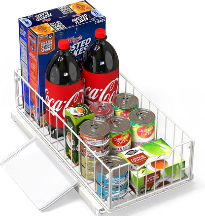 Simple Houseware Pull-Out Cabinet Sliding Basket, 17.2Dx9.7Wx5H, Chrome | Ideal for Kitchen and Bathroom Cabinet Storage Organizer, Under Sink or Pantry Organization